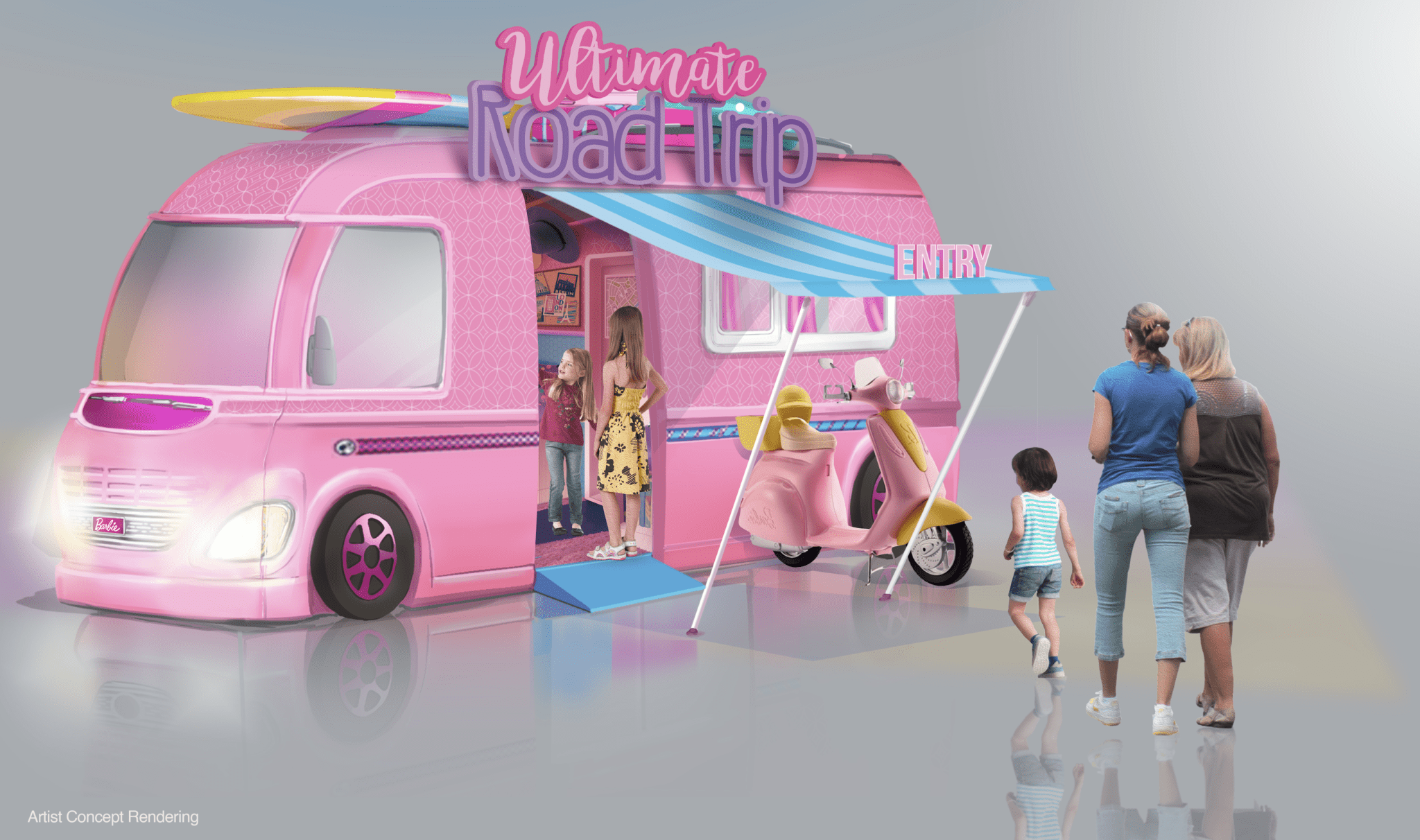 Barbie ultimate roadrip caravan entreance
