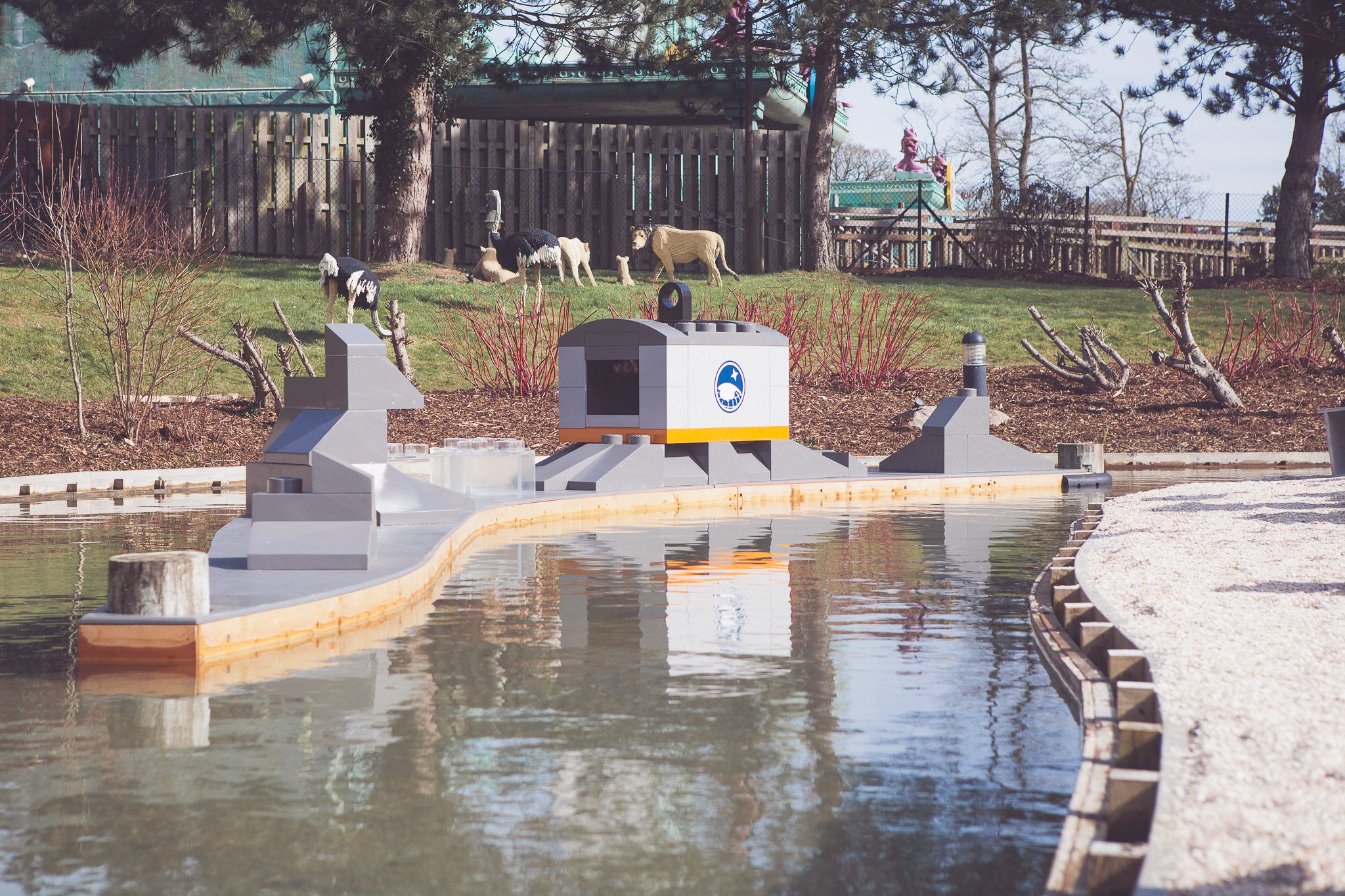 A water LEGO themed ride area close-up