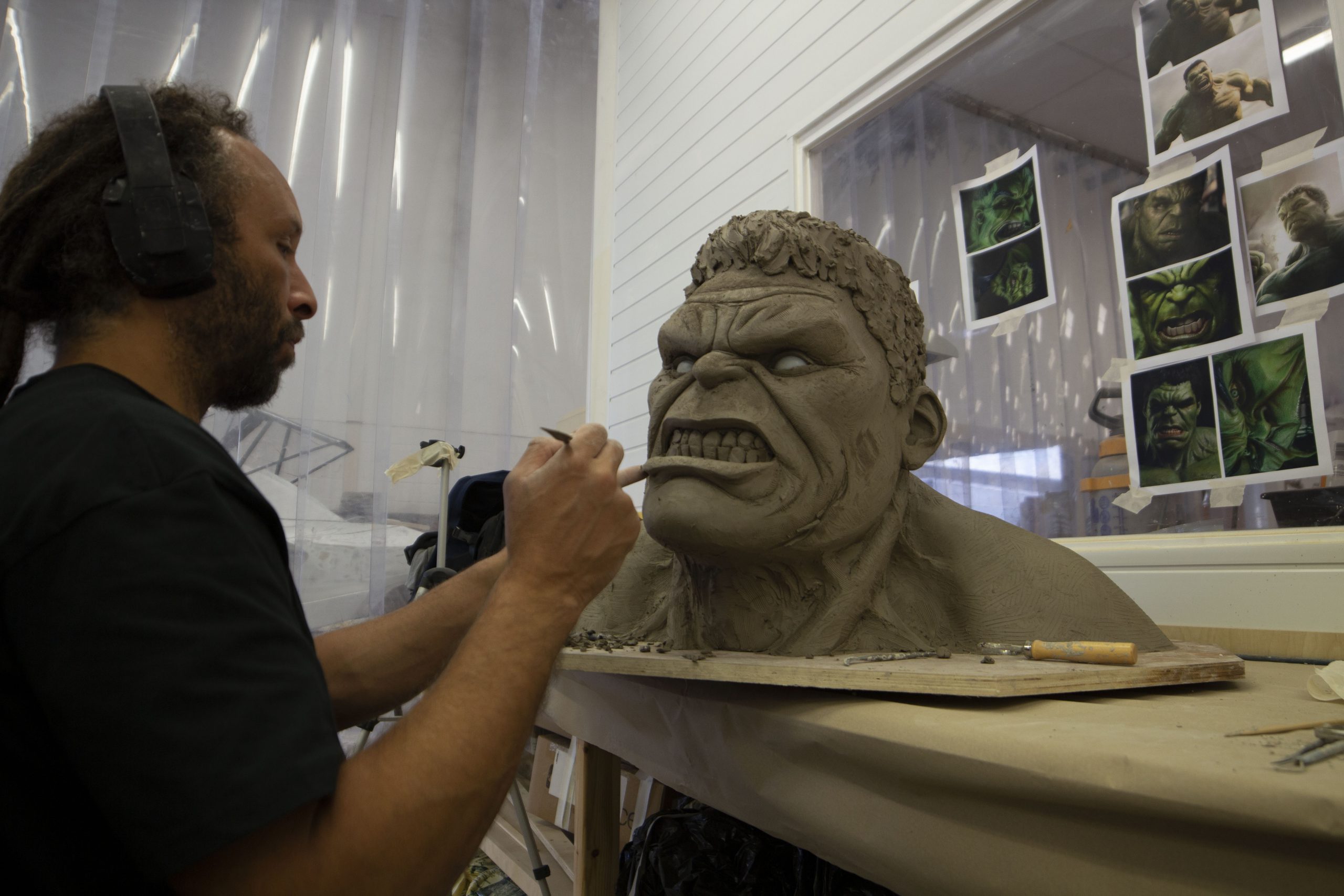 Hulk sculpture being made