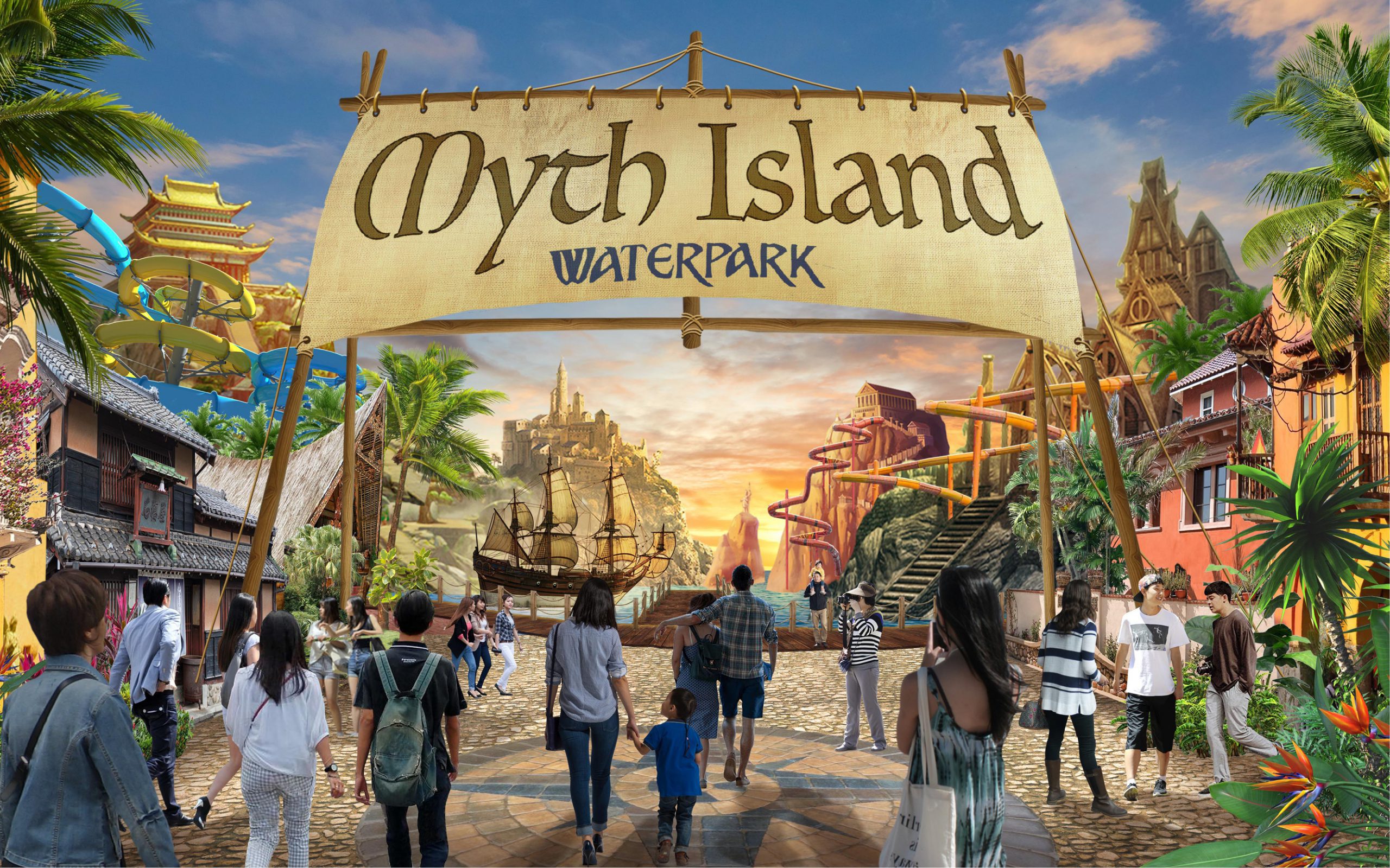 Myth Island Waterpark entrance area