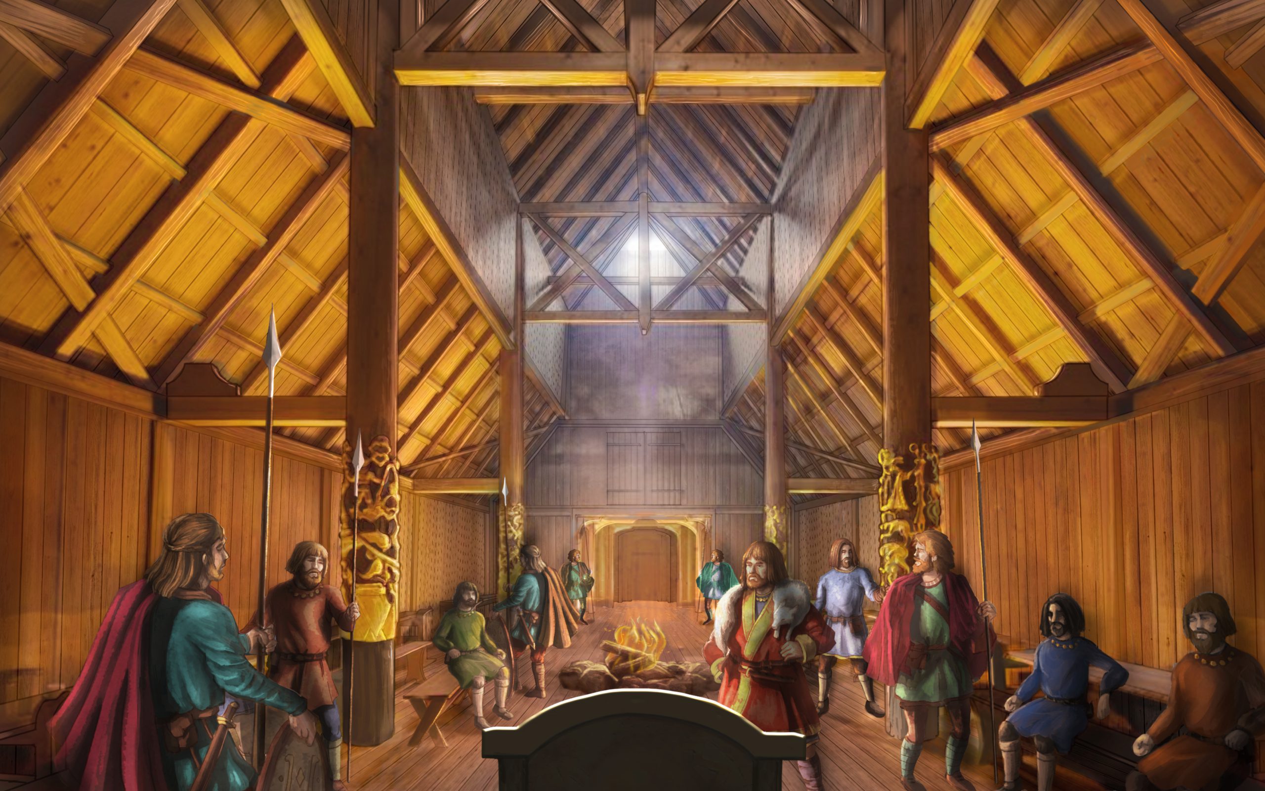 Concept image of people in a large shed like building