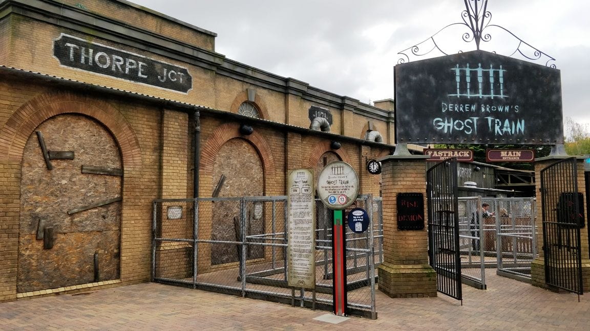 An image outside Derren Brown's Ghost Train at Thorpe Park